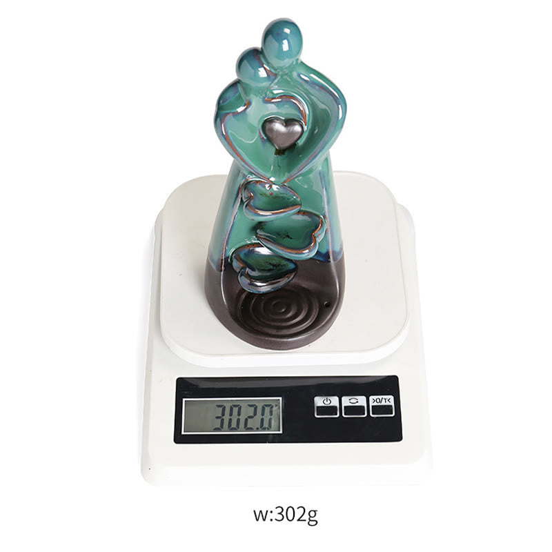 Lovers Couple Embrace Love Ceramic Backflow Smoke Fountain Incense Burner Decoration