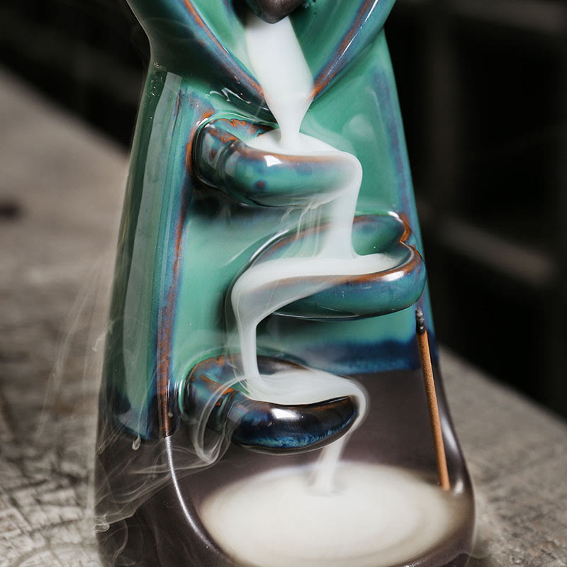 Lovers Couple Embrace Love Ceramic Backflow Smoke Fountain Incense Burner Decoration