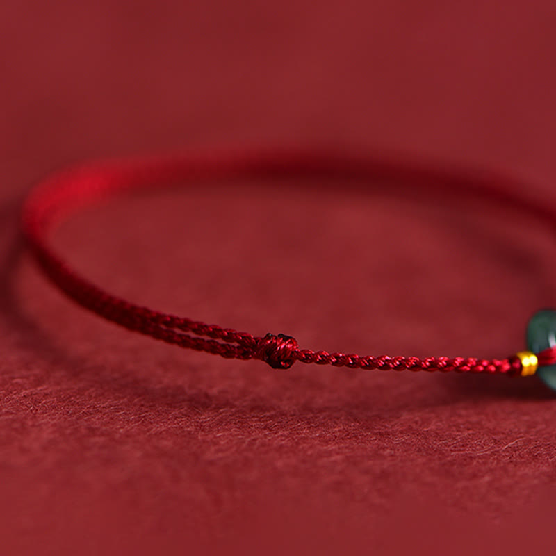 Peace Buckle Copper Coins Jade Red String Connection Bracelet Anklet