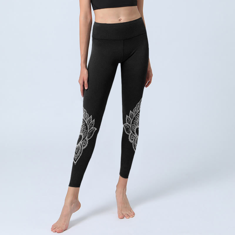 Heart-shaped Petals Flowers Print Gym Leggings Women's Yoga Pants