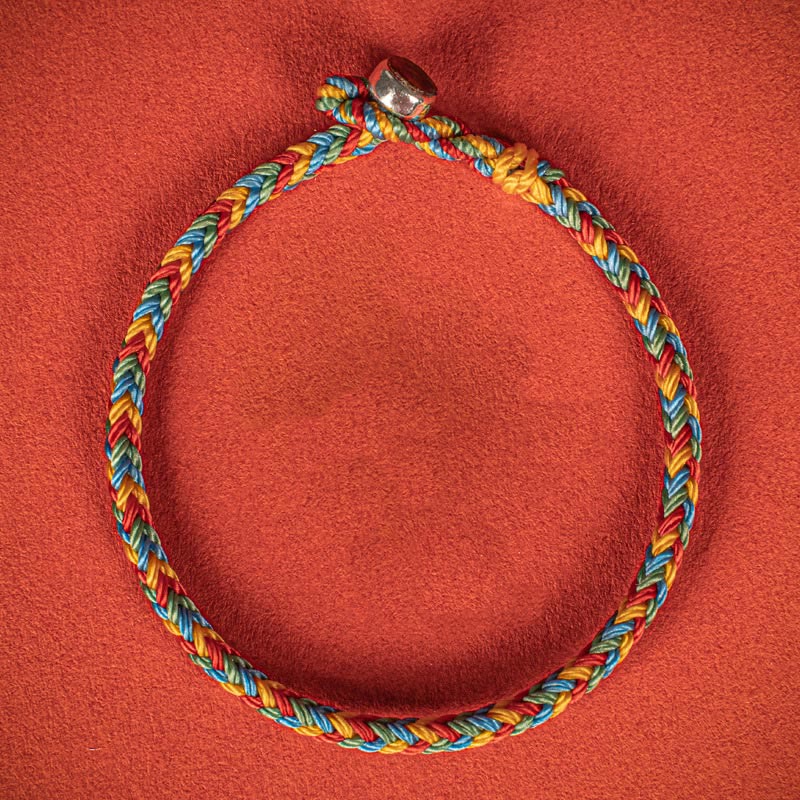 925 Sterling Silver Eight Thread Peace Knot Colorful Rope Luck Braided Bracelet