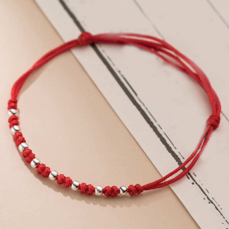 925 Sterling Silver Beads Red String Adjustable Luck Bracelet