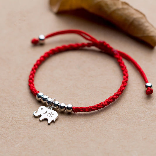 925 Sterling Silver Beads Snowflake Elephant Red String Luck Bracelet