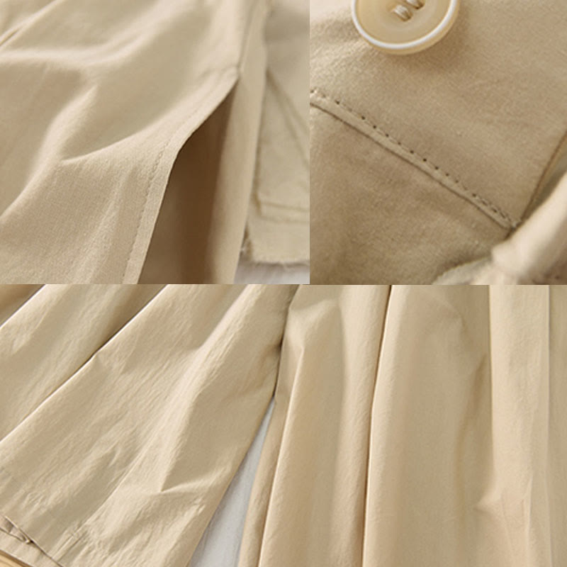 Casual Plain Loose Cotton Women's Wide Leg Pants With Pockets