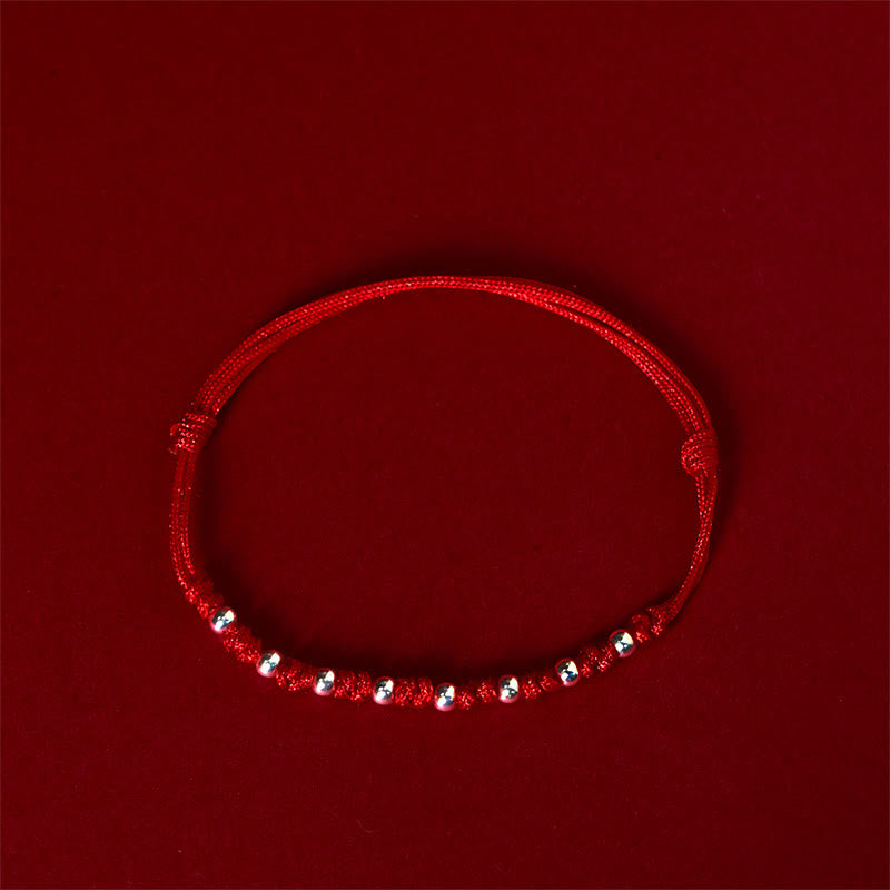 925 Sterling Silver Beads Red String Adjustable Luck Bracelet