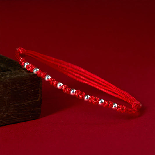925 Sterling Silver Beads Red String Adjustable Luck Bracelet
