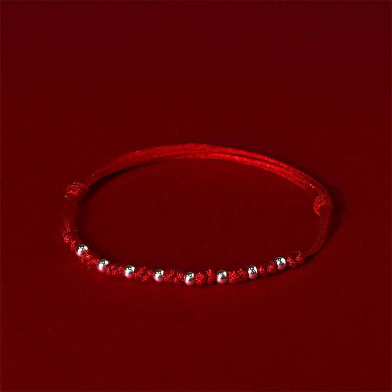 925 Sterling Silver Beads Red String Adjustable Luck Bracelet