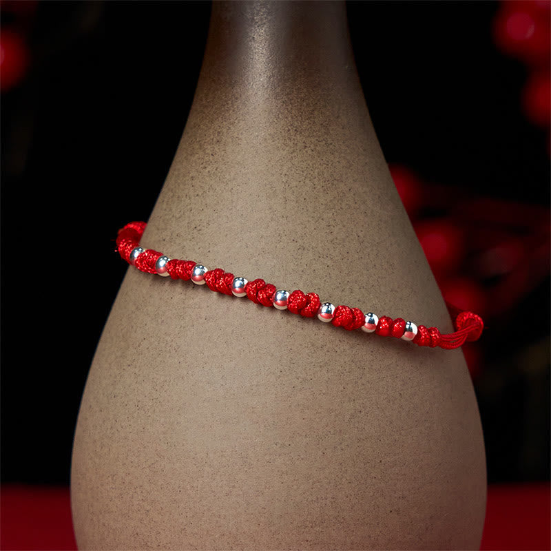 925 Sterling Silver Beads Red String Adjustable Luck Bracelet