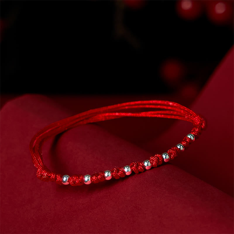 925 Sterling Silver Beads Red String Adjustable Luck Bracelet