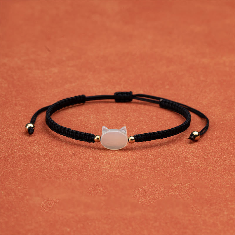 Faceless Cat Head Red String Shell Connection Bracelet