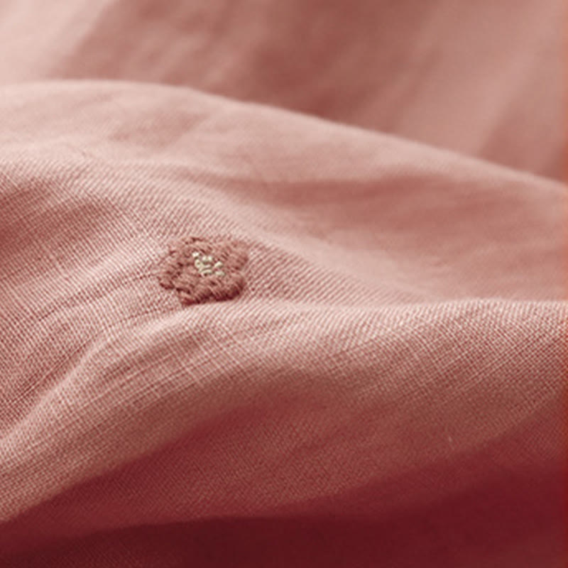 Casual Embroidered Petals Women's Cotton Linen 7-8 Length Harem Pants With Pockets