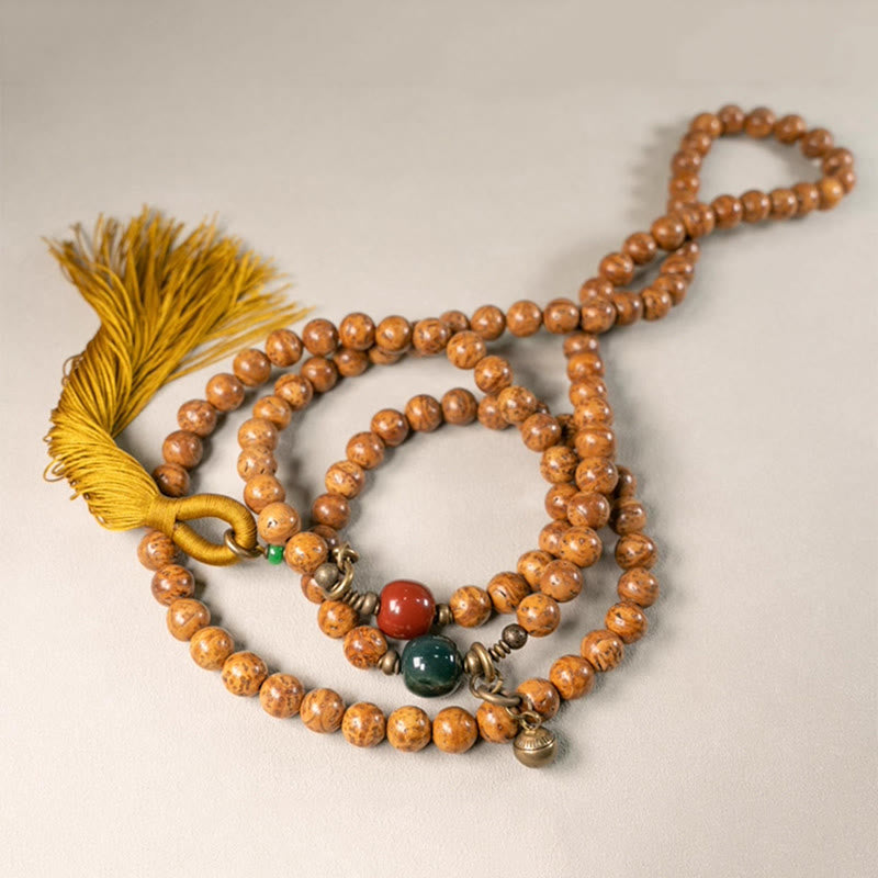 108 Mala Beads Bodhi Seed Wisdom Peace Tassel Bracelet