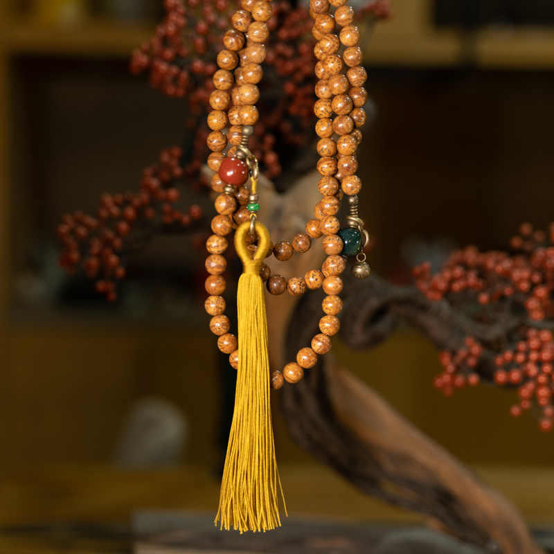 108 Mala Beads Bodhi Seed Wisdom Peace Tassel Bracelet