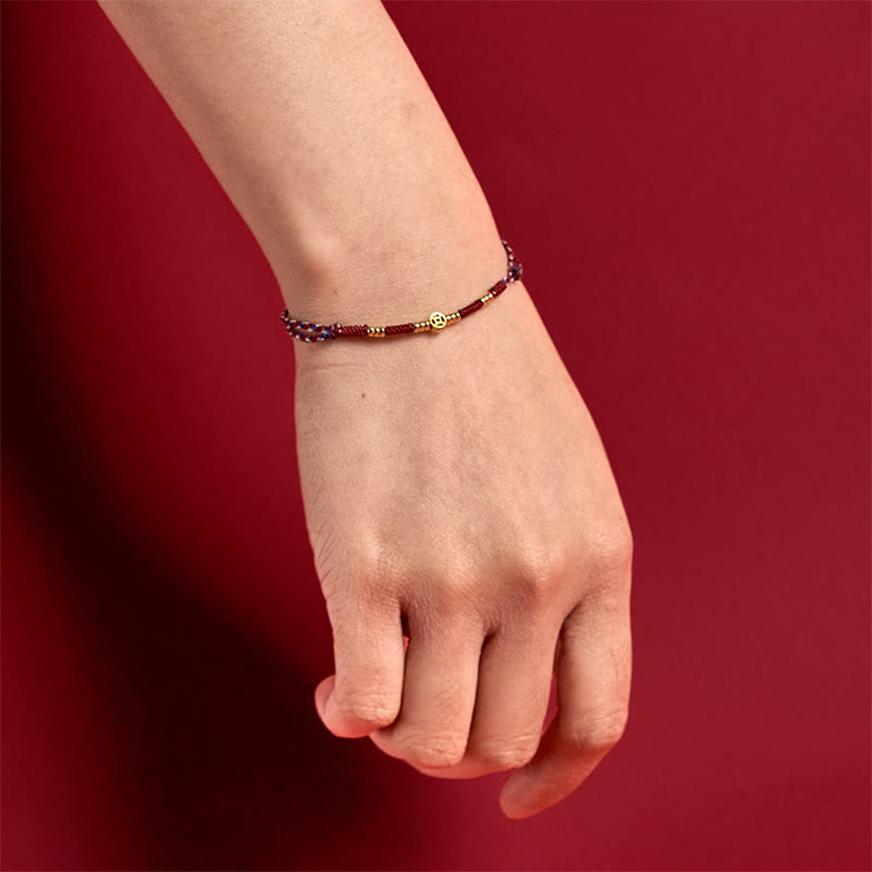 Handmade Braided Red String Copper Coins Luck Bracelet