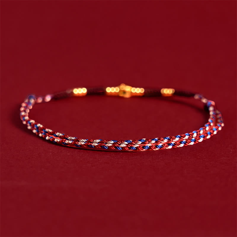 Handmade Braided Red String Copper Coins Luck Bracelet