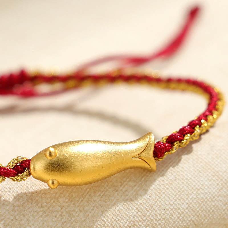 999 Sterling Silver Lucky Koi Fish Protection Rope Bracelet