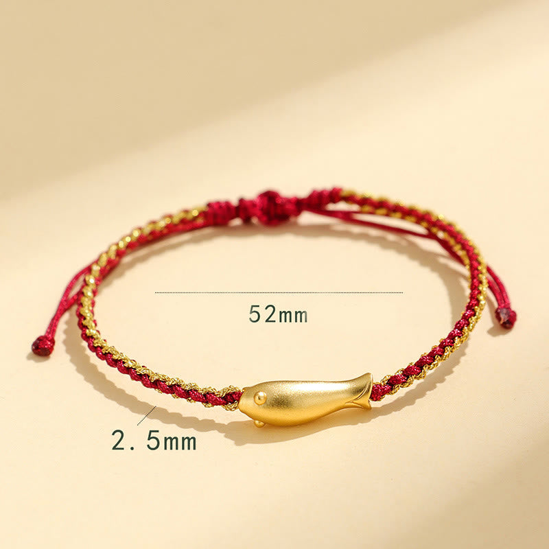 999 Sterling Silver Lucky Koi Fish Protection Rope Bracelet