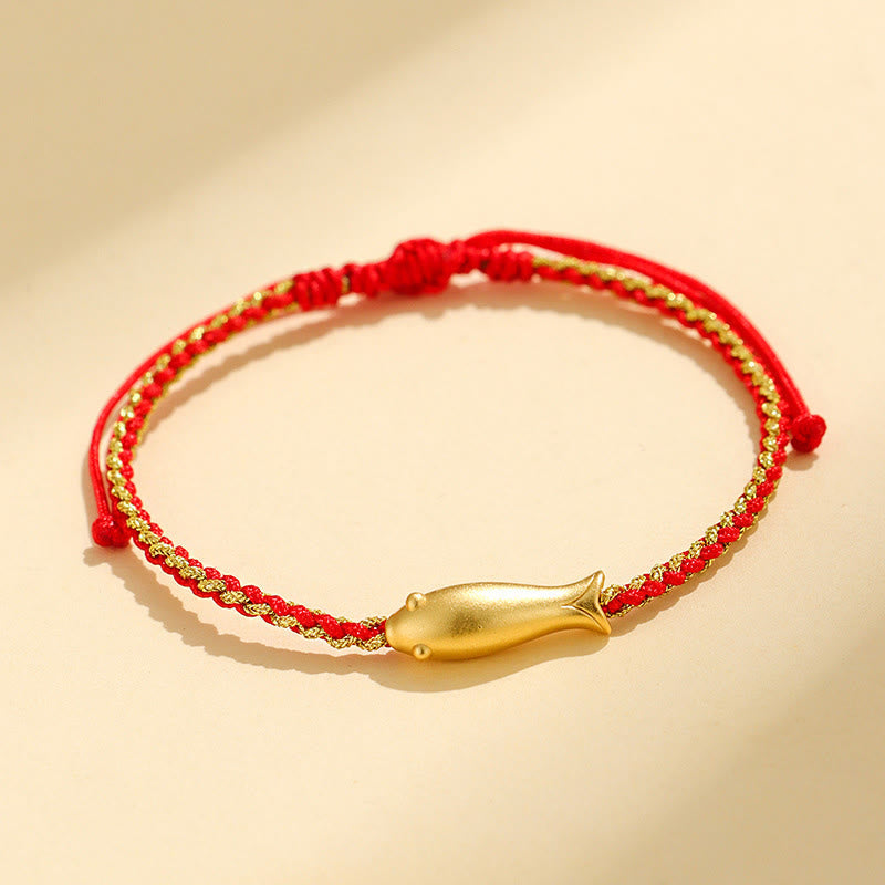 999 Sterling Silver Lucky Koi Fish Protection Rope Bracelet