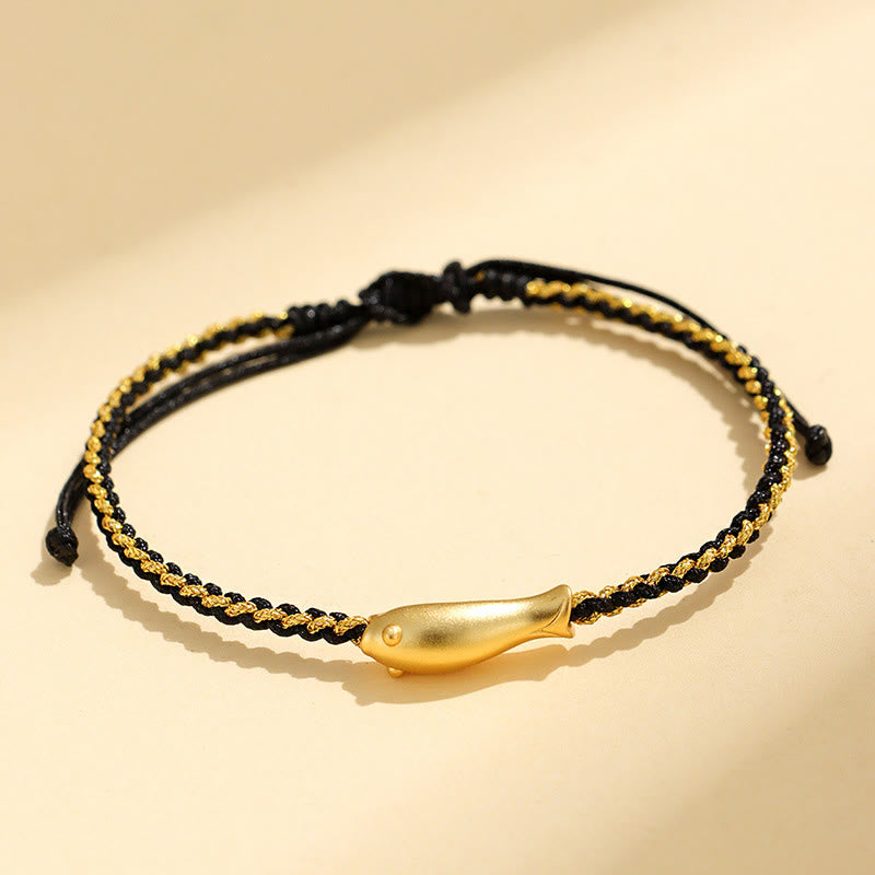 999 Sterling Silver Lucky Koi Fish Protection Rope Bracelet
