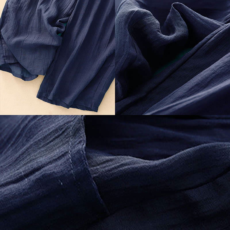 Spring Pure Color Drawstring Double Layer Women's Wide Leg Pants With Pockets