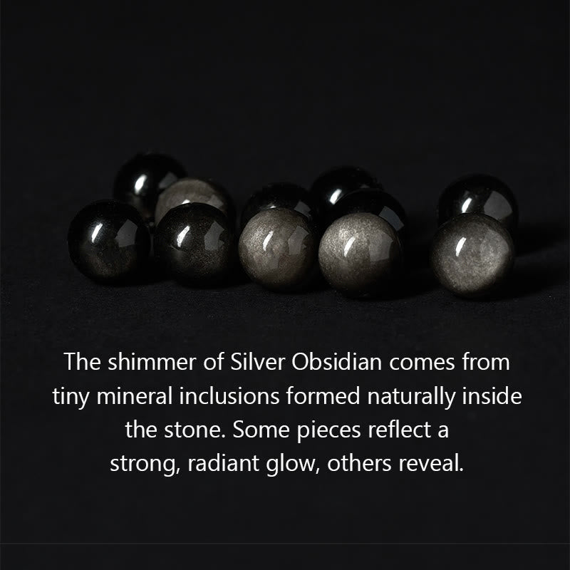 Silver Sheen Obsidian Lava Rock Grey Jasper Om Mani Padme Hum Vajra Soothing Bracelet