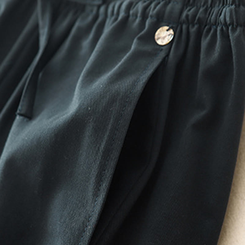 Plain 7-8 Length Women's Harem Cotton Pants With Pockets