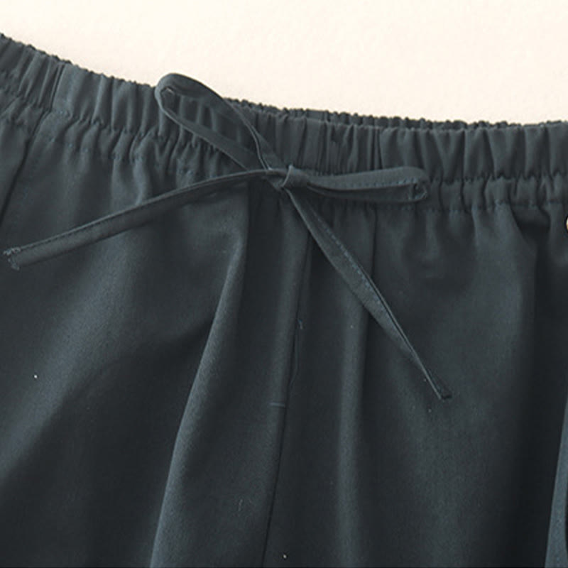 Plain 7-8 Length Women's Harem Cotton Pants With Pockets