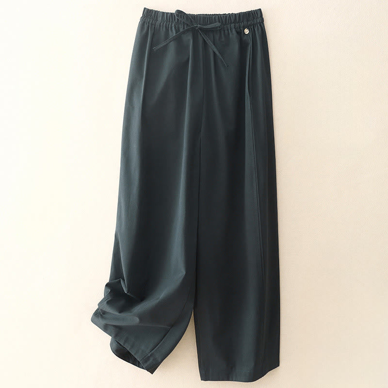 Plain 7-8 Length Women's Harem Cotton Pants With Pockets