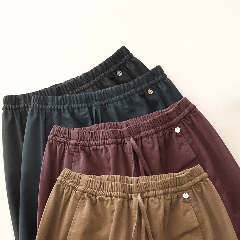 Plain 7-8 Length Women's Harem Cotton Pants With Pockets
