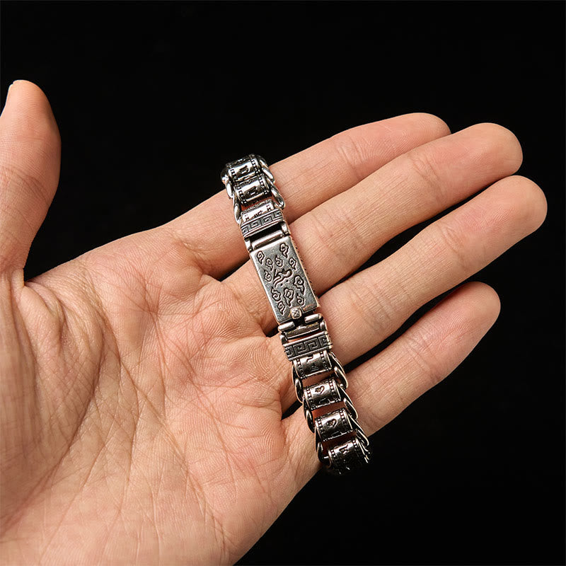 Tibetan Auspicious Clouds Copper Om Mani Padme Hum Peace Metal Bracelet
