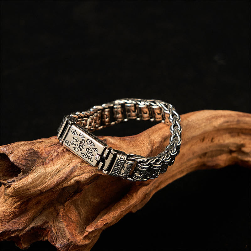 Tibetan Auspicious Clouds Copper Om Mani Padme Hum Peace Metal Bracelet