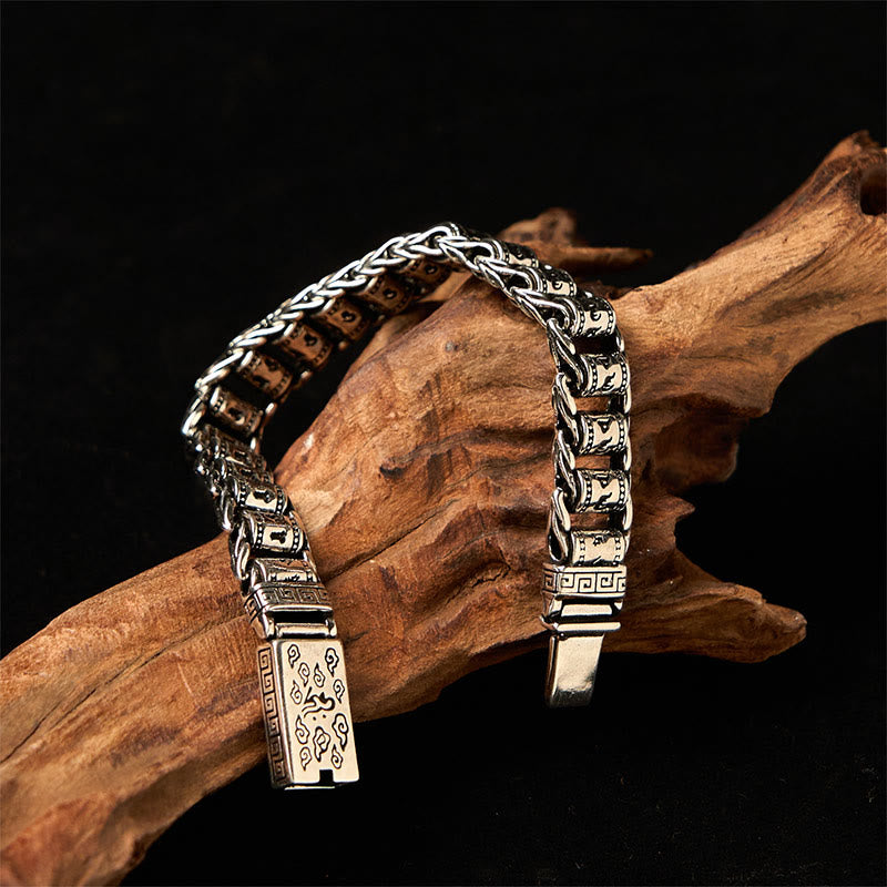 Tibetan Auspicious Clouds Copper Om Mani Padme Hum Peace Metal Bracelet
