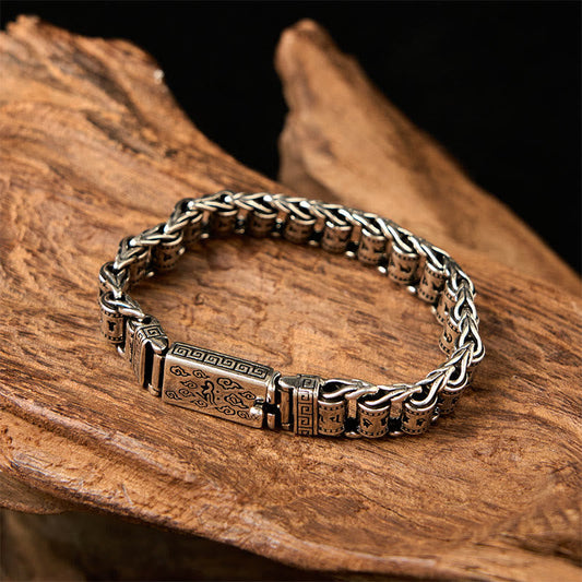 Tibetan Auspicious Clouds Copper Om Mani Padme Hum Peace Metal Bracelet