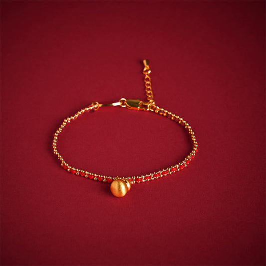 Red String Copper Brass Gourd Strength Wealth Bracelet