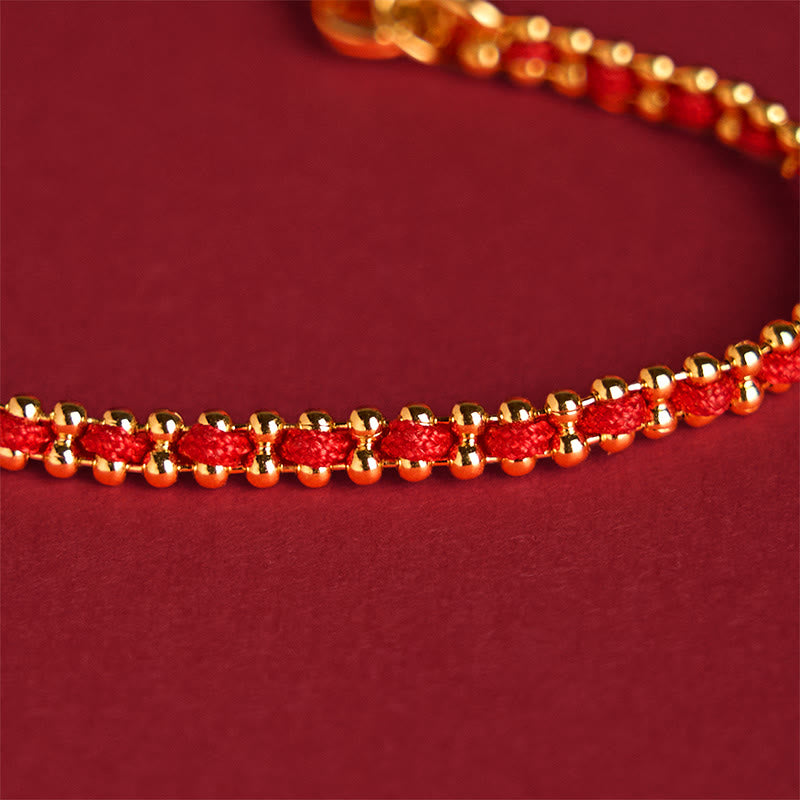 Red String Copper Brass Gourd Strength Wealth Bracelet