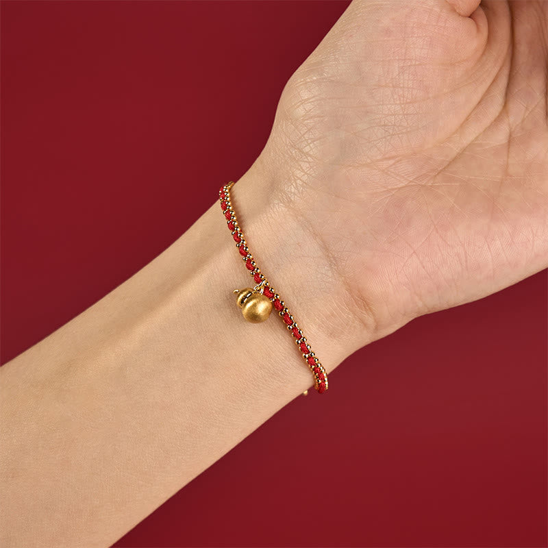 Red String Copper Brass Gourd Strength Wealth Bracelet