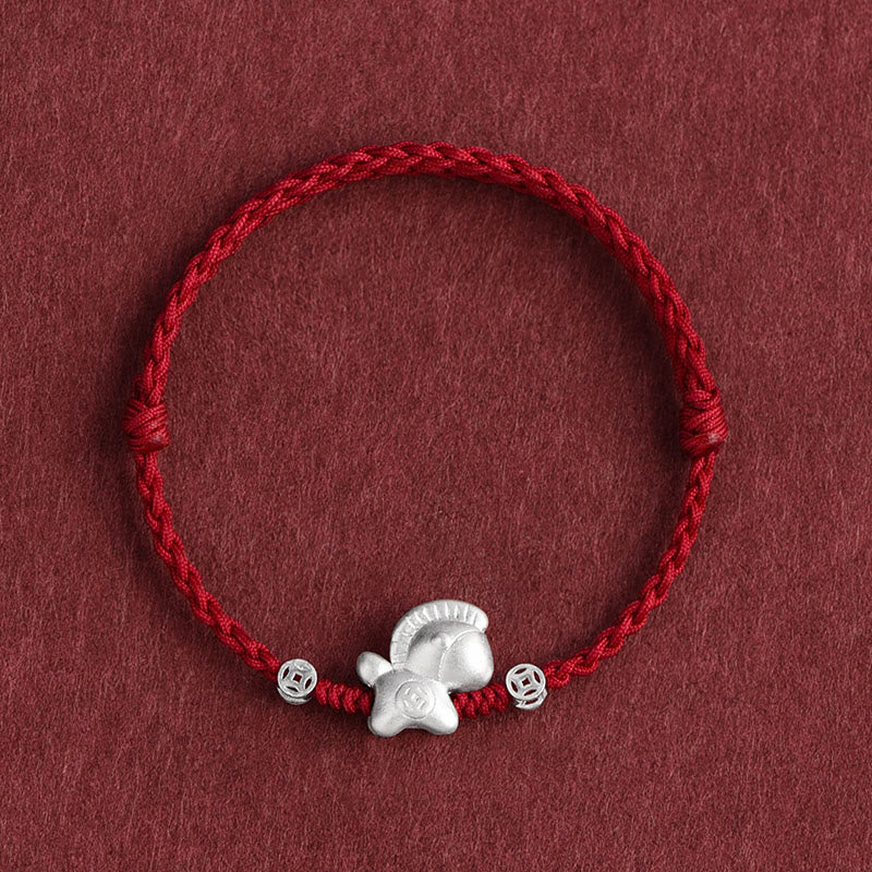 Year of the Horse 999 Sterling Silver Copper Coins Luck Rope Braided Bracelet Anklet