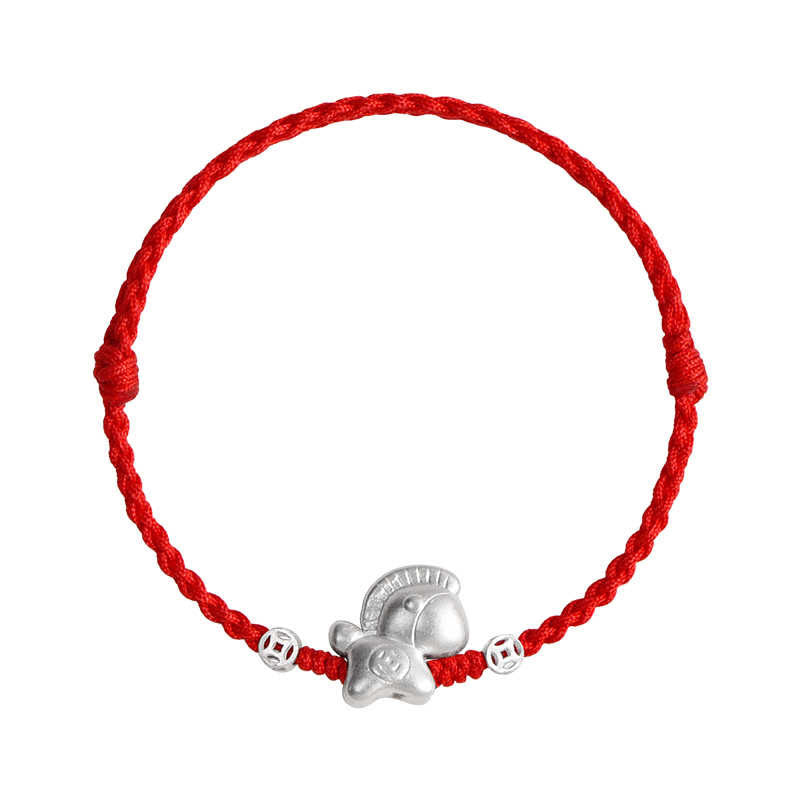 Year of the Horse 999 Sterling Silver Copper Coins Luck Rope Braided Bracelet Anklet