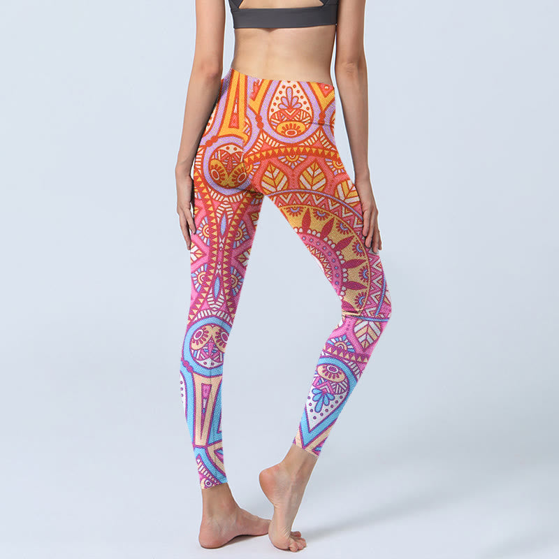 Colorful Mandala Pattern Gym Leggings Women's Yoga Pants