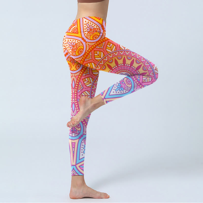Colorful Mandala Pattern Gym Leggings Women's Yoga Pants