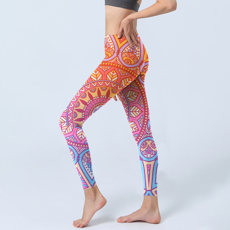 Colorful Mandala Pattern Gym Leggings Women's Yoga Pants