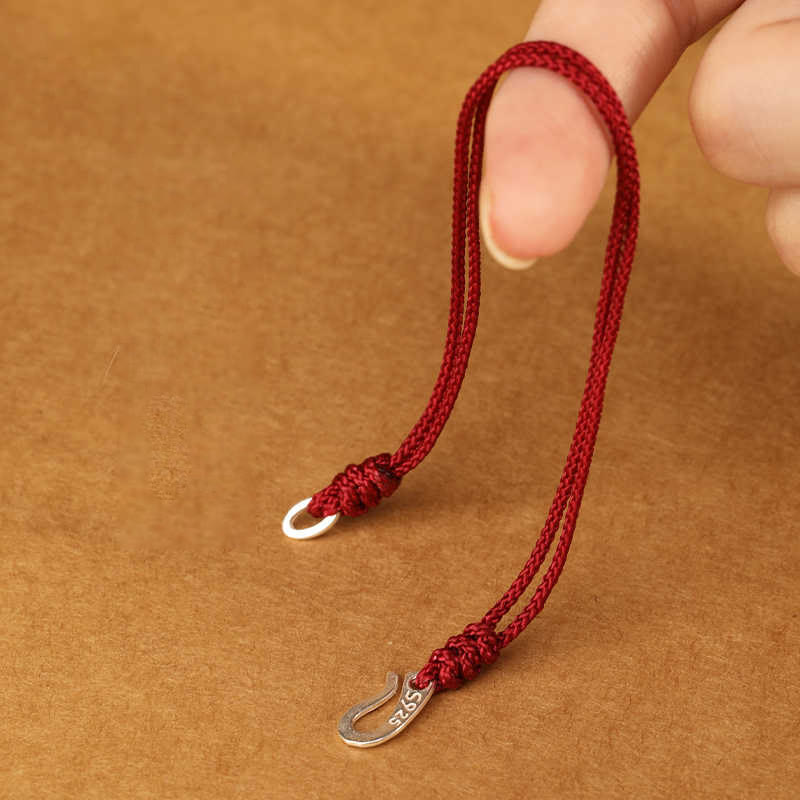 925 Sterling Silver Hook Design Red String Strength Colorful Bracelet