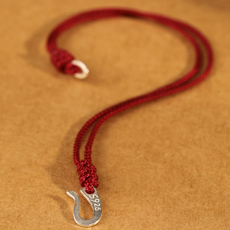 925 Sterling Silver Hook Design Red String Strength Colorful Bracelet