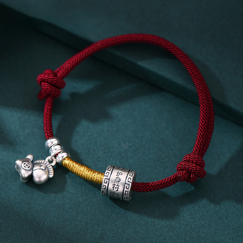 999 Sterling Silver Year Of The Horse Lucky Bead Protection Red Rope Bracelet