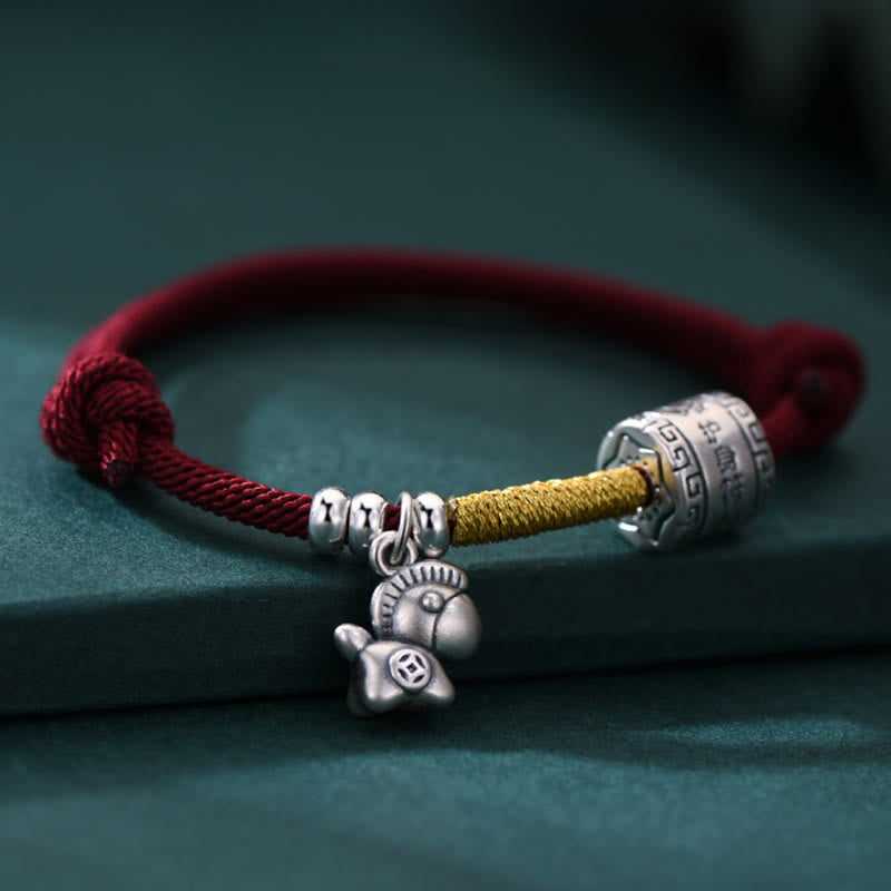 999 Sterling Silver Year Of The Horse Lucky Bead Protection Red Rope Bracelet