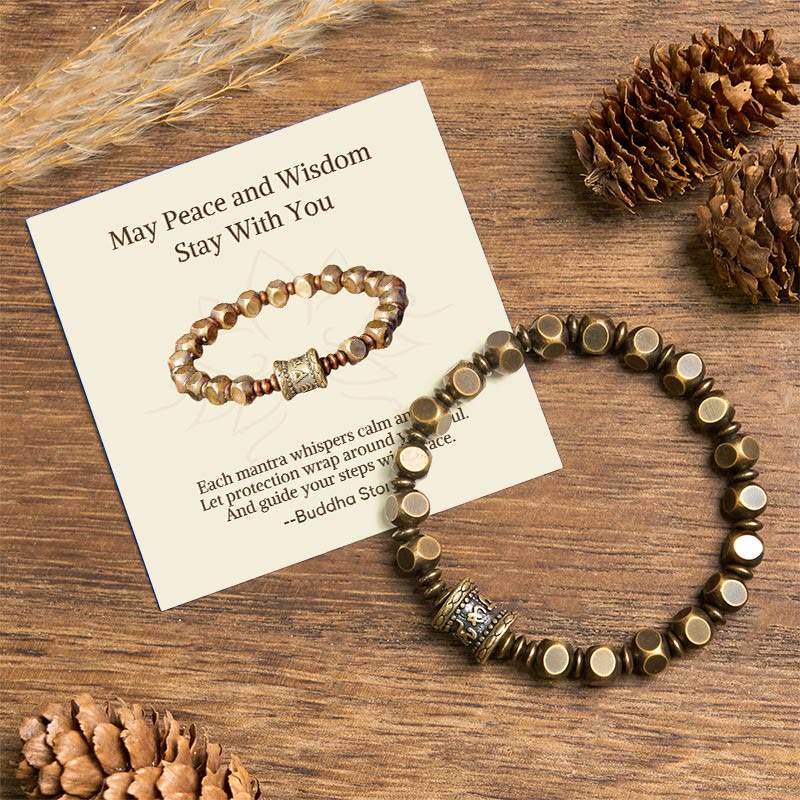"Wishing You Balance and Strength" Brass Amulet Bracelet Includes Gift Message Card