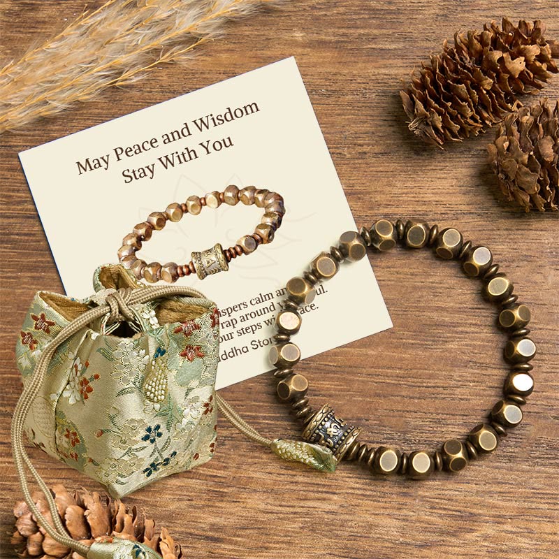 "Wishing You Balance and Strength" Brass Amulet Bracelet Includes Gift Message Card