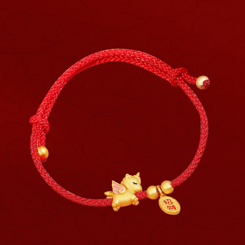 925 Sterling Silver Year Of The Horse Lucky Fortune Red String Strength Bracelet