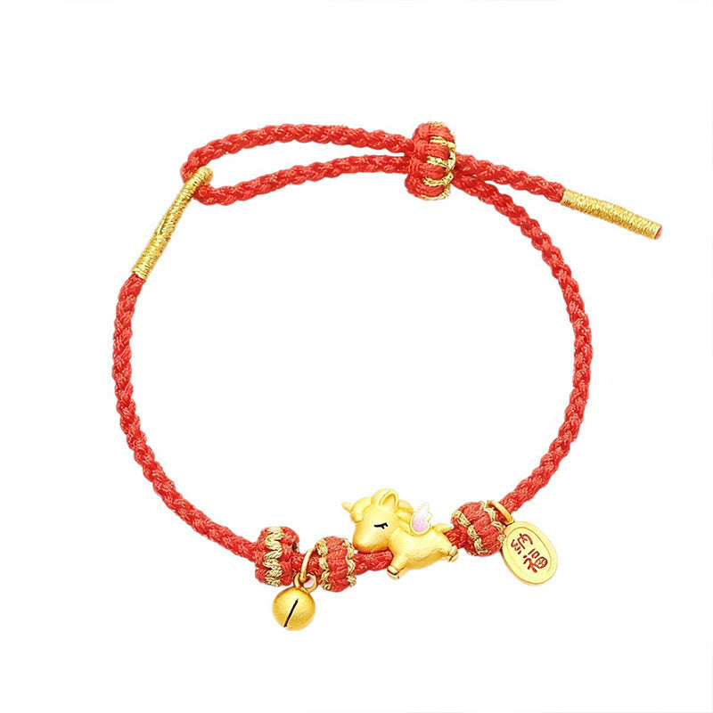 925 Sterling Silver Year Of The Horse Lucky Fortune Red String Strength Bracelet