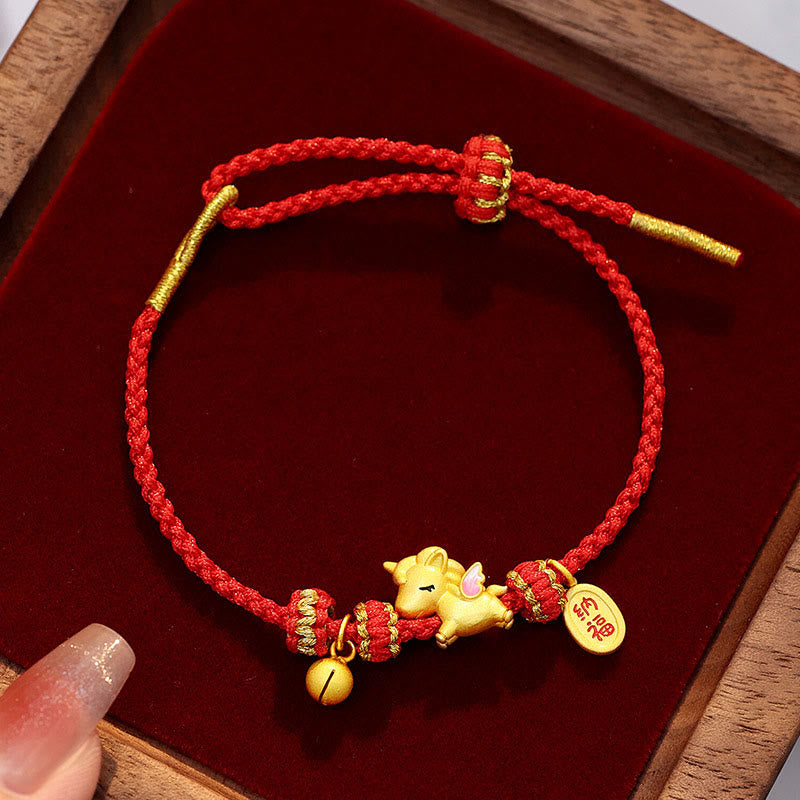 925 Sterling Silver Year Of The Horse Lucky Fortune Red String Strength Bracelet